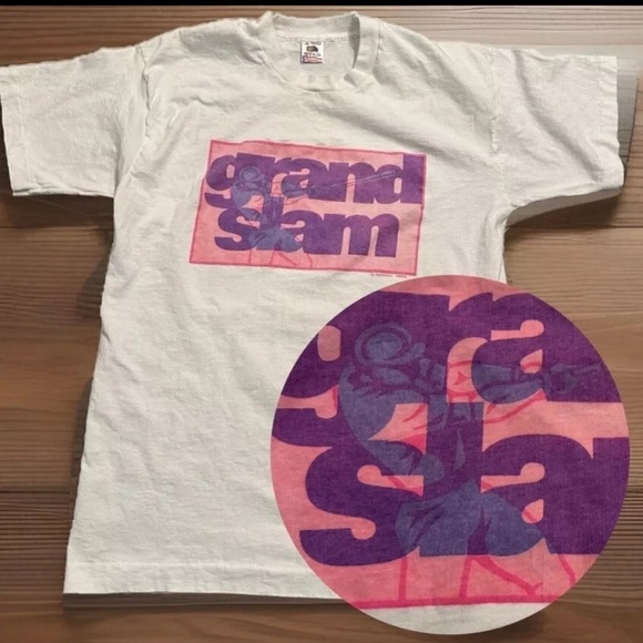Vintage 90's Grand Slam Baseball Tee T Shirt L Single Stitch USA Fruit of Loom - Picture 1 of 9